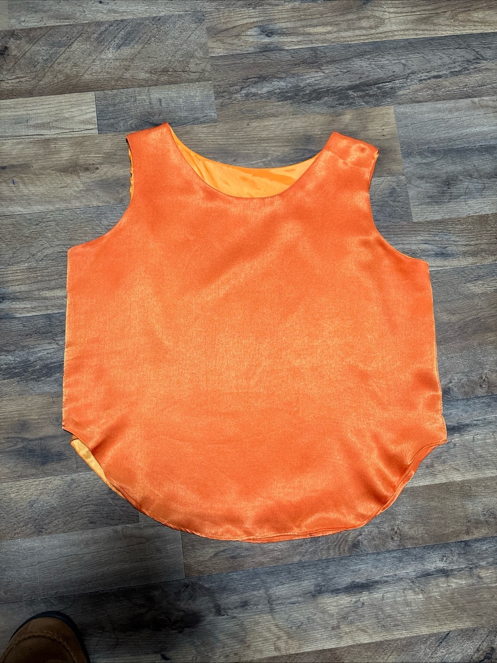 Vintage Orange Satin Scoop Neck Tank